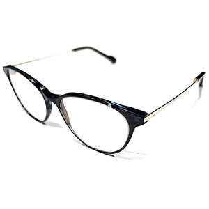Scott Harris Europa SHX002 Sm Glossy Black Blue Oval Eyeglasses 50-16 140